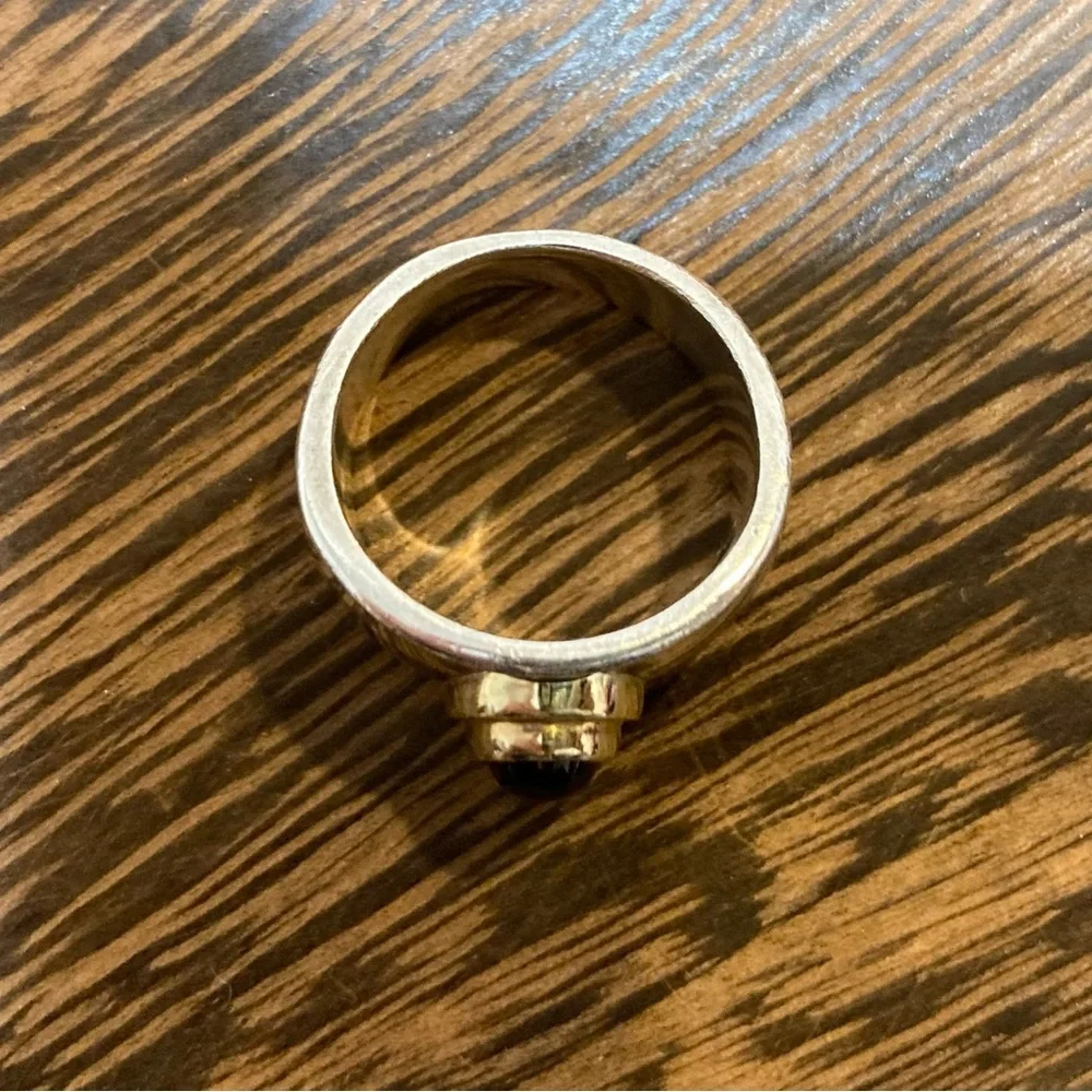 James Avery Retired Black Onyx Sterling 14k Gold Christina Ring Wide Size 5.25 - Picture 5 of 7